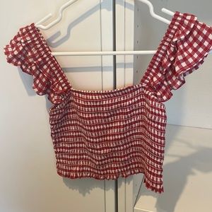 Altar’d state red and white checkers crop top size small